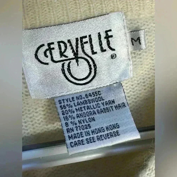 NEW | Vintage 80s/90s Cervelle Wool/Fur Metallic Sweater | Cream & Browns | M - Picture 3 of 8